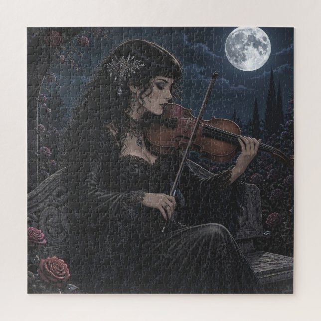 Quebra-cabeça Bela Beleza Romântica Gótica Tocando Viola   (Vertical)