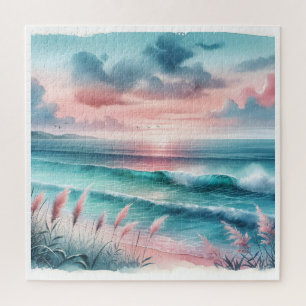 Quebra-cabeça Bela cena do oceano em rosa e azul