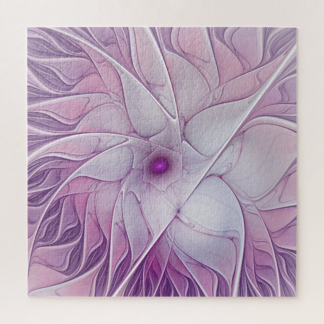Quebra-cabeça Bela Flor Rosa Arte Fractal Abstrata Moderna (Vertical)