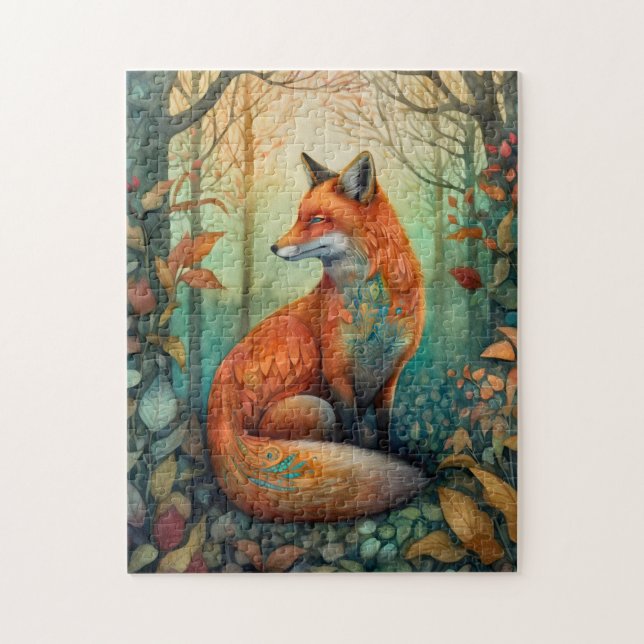 Quebra-cabeça Bela Floresta de Boho Animal/Fox (Vertical)