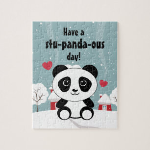 Quebra-cabeça Bela Panda De Bebê Em Cinza De Inverno