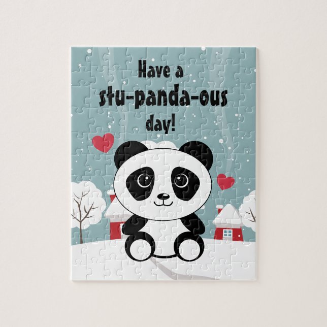 Quebra-cabeça Bela Panda De Bebê Em Cinza De Inverno (Vertical)