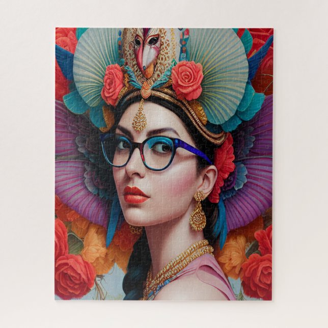 Quebra-cabeça Bela princesa com óculos (Vertical)