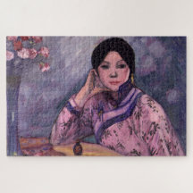 Bela Senhora Japonesa com um Frasco de Perfume