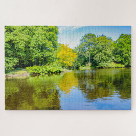 Quebra-cabeça Belas árvores refletem sobre a água, Países Baixos