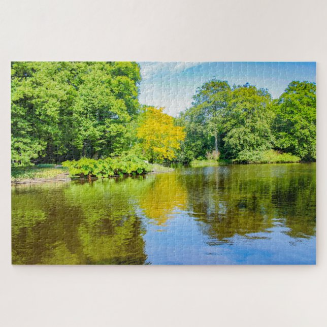 Quebra-cabeça Belas árvores refletem sobre a água, Países Baixos (Horizontal)