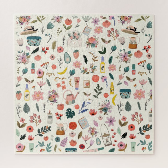 Quebra-cabeça Beleza Botânica e Padrão Floral da Natureza (Vertical)