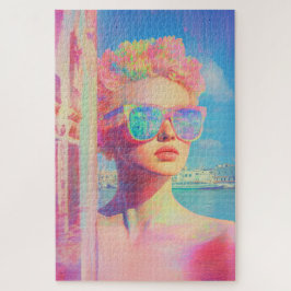 Quebra-cabeça Beleza Costeira Neon com óculos Solares