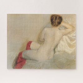 Quebra-cabeça Beleza feminina elegante com estoque vermelho