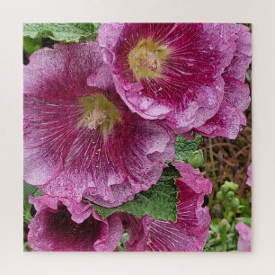 Quebra-cabeça Beleza hollyhock rosa