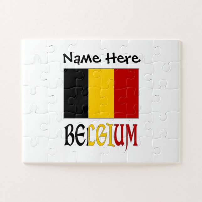Quebra-cabeça Bélgica e Bandeira belga Personalizada (Horizontal)