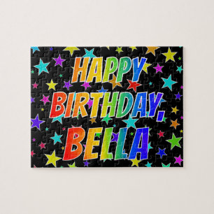 Quebra-cabeça "BELLA" Primeiro Nome, Diversão "FELIZ ANIVERSÁR