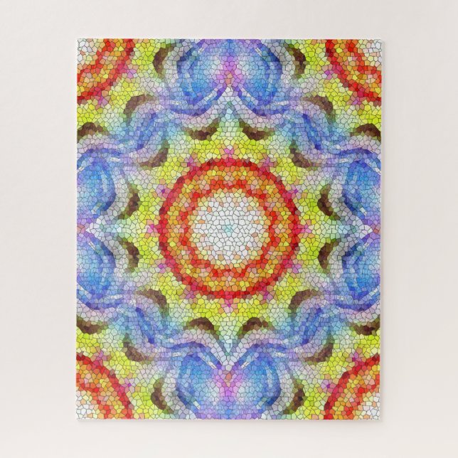 Quebra-cabeça Belo Brilho Azulejo Mosaico Flor Sol (Vertical)