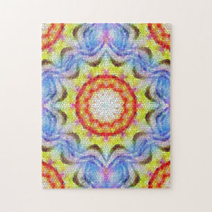 Quebra-cabeça Belo Brilho Azulejo Mosaico Flor Sol