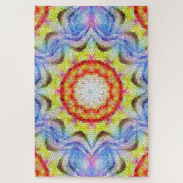 Quebra-cabeça Belo Brilho Azulejo Mosaico Flor Sol