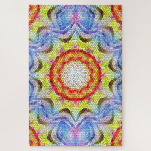 Quebra-cabeça Belo Brilho Azulejo Mosaico Flor Sol