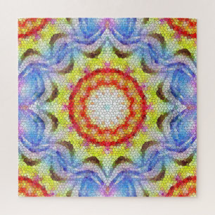 Quebra-cabeça Belo Brilho Azulejo Mosaico Flor Sol