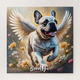 Quebra-cabeça Belo Buldogue Francês e Anjos Wings