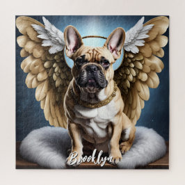 Quebra-cabeça Belo Buldogue Francês e Anjos Wings