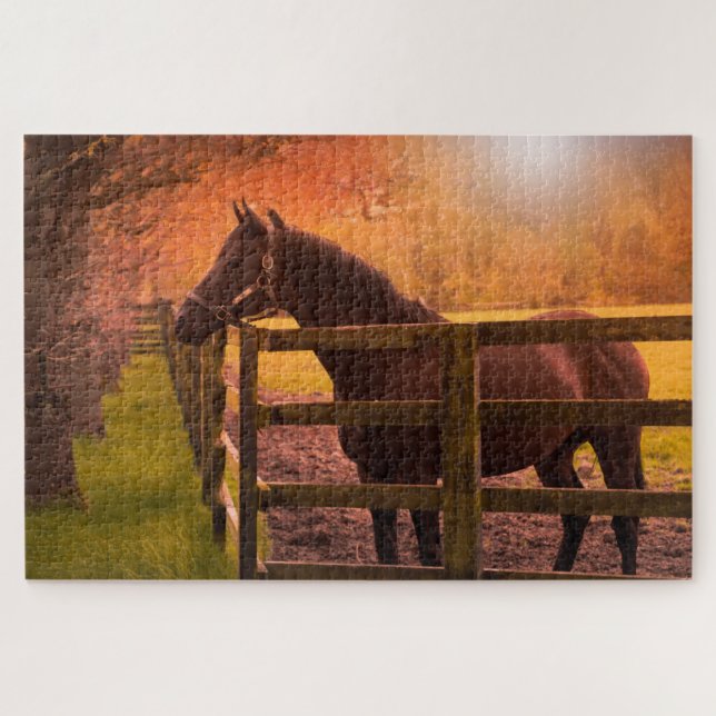 Quebra-cabeça Belo Cavalo na Pastura (Horizontal)