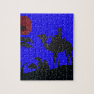 Quebra-cabeça Belo Impressão de Arte Sunset Camel Safari