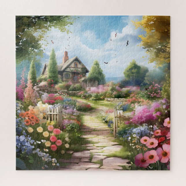 Quebra-cabeça Belo Jardim do País de Aquarela (Vertical)