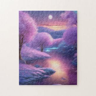 Quebra-cabeça Belo pano de fundo roxo numa noite de inverno