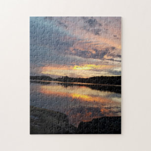 Quebra-cabeça Belo pôr do sol no lago