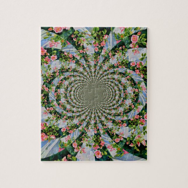 Quebra-cabeça Belo rosa-boho, rosas vermelhas, floral-aquarela (Vertical)