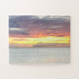 Quebra-cabeça Belo Sol amarelo-alaranjado oceano céu