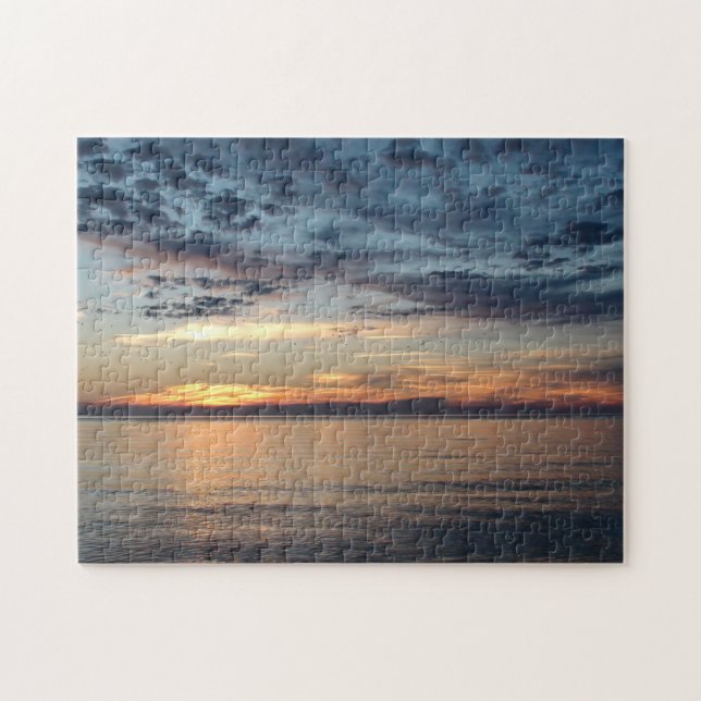 Quebra-cabeça Belo Sol Oceânico com Nuvens Enrolando (Horizontal)