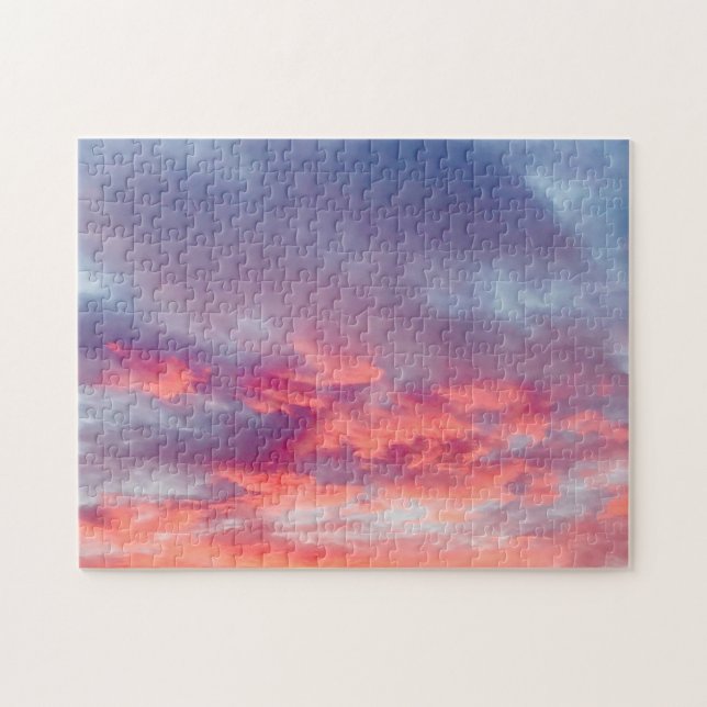 Quebra-cabeça Belo Sol Vermelho Laranja e Vermelho Céu de Verão  (Horizontal)