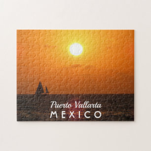 Quebra-cabeça Belo Sunset Com Barco Puerto Vallarta México