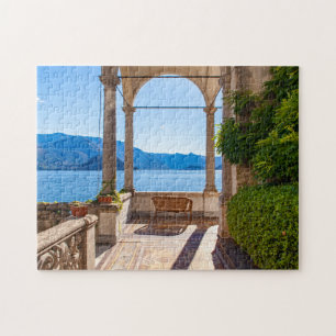 Quebra-cabeça Belo terraço no lago Como, Lombardia, Itália