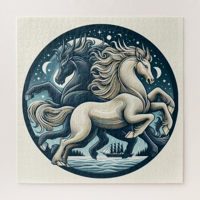 Quebra-cabeça "Belos Cavalos Místicos" 16 (Vertical)