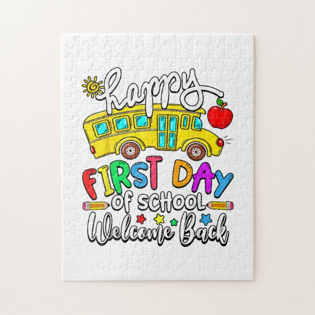 Quebra-cabeça Bem-vindo de Volta à Escola Feliz Primeiro Dia Pro (Vertical)