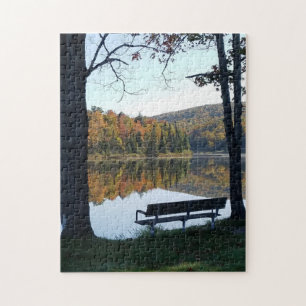 Quebra-cabeça Bench com a vista de outono de Alberta Michigan