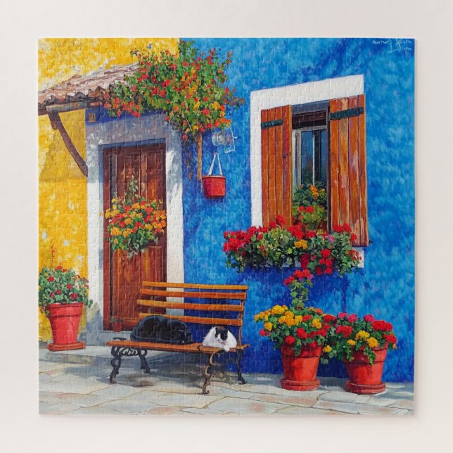 Quebra-cabeça Bench Companions – Venice-Inspired Cats Puzzle  (Vertical)