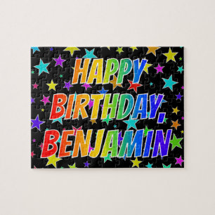 Quebra-cabeça "BENJAMIN" Primeiro Nome, "FELIZ ANIVERSÁRIO"