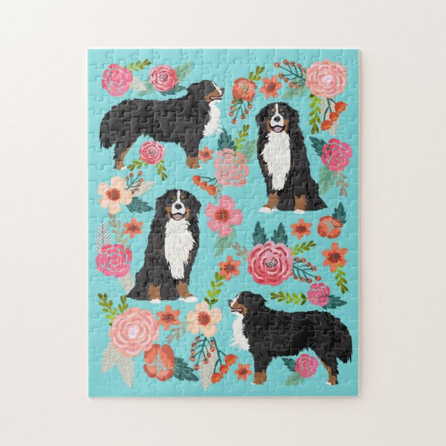 Quebra-cabeça Bernese Mountain Dog Florals (Vertical)