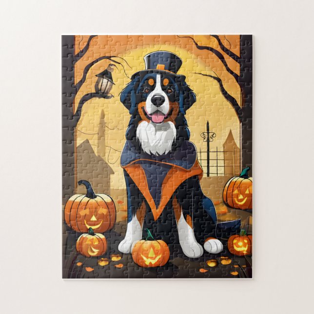Quebra-cabeça Bernese Mountain Dog Halloween (Vertical)