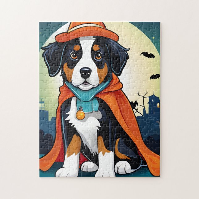 Quebra-cabeça Bernese Mountain Dog Puppy Halloween (Vertical)