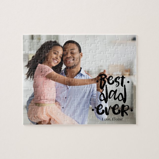 Quebra-cabeça Best Dad Ever Photo Black Script Overlay Daughter (Horizontal)