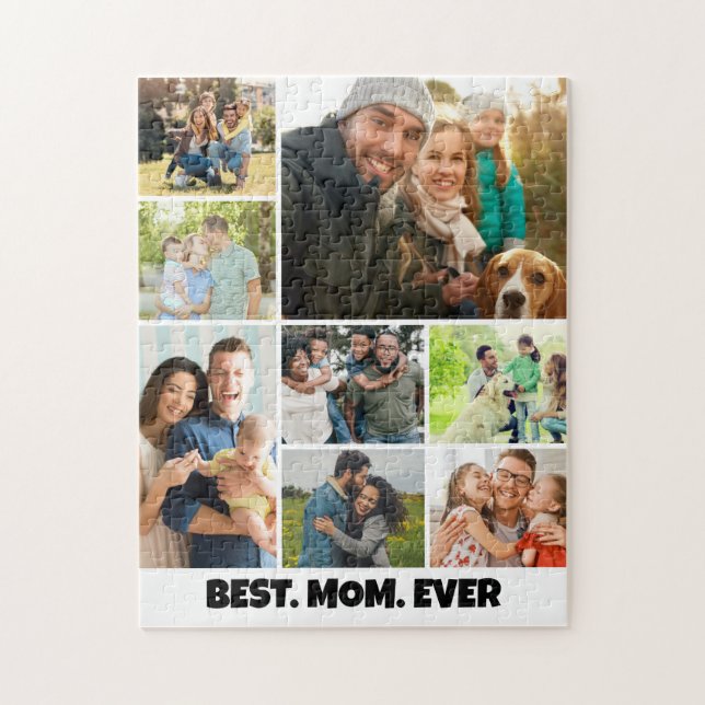 Quebra-cabeça Best Mom Ever – 8 Photo Collage Frame Template (Vertical)