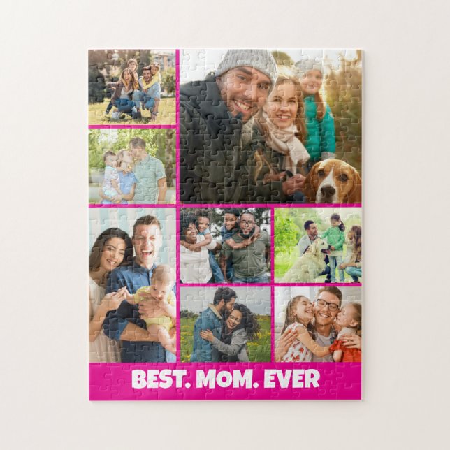 Quebra-cabeça Best Mom Ever – 8 Photo Collage Frame Template (Vertical)