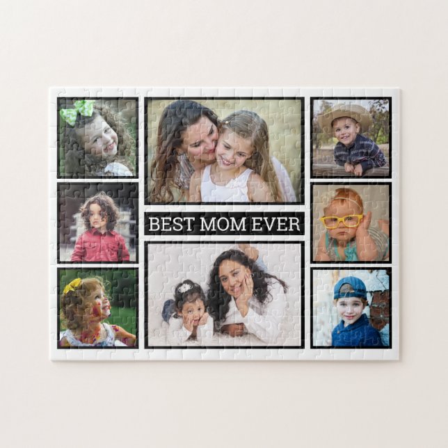 Quebra-cabeça Best Mom Ever 8 Photo Collage Jigsaw Puzzle (Horizontal)