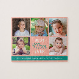 Quebra-cabeça Best Mom Ever Script Family Photo Collage