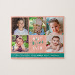 Quebra-cabeça Best Mom Ever Script Family Photo Collage<br><div class="desc">Give mom this fun family puzzle for any occasion... birthday,  Christmas or Mother's day. Personalize this with 5 photos of her children. "Best Mom Ever" appears in a combination of plain text and script for modern typography.</div>