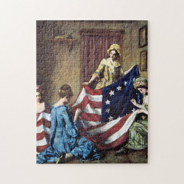 Quebra-cabeça Betsy Ross Costumando A Bandeira Americana (Vertical)