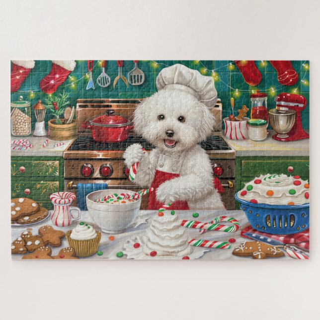 Quebra-cabeça Bichon Frise Faliosa: Natal Festivo (Horizontal)